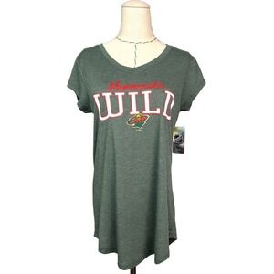 Minnesota Wild Womens V Neck Short Sleeve Green T Shirt NHL‎ Fan Apparel Size S